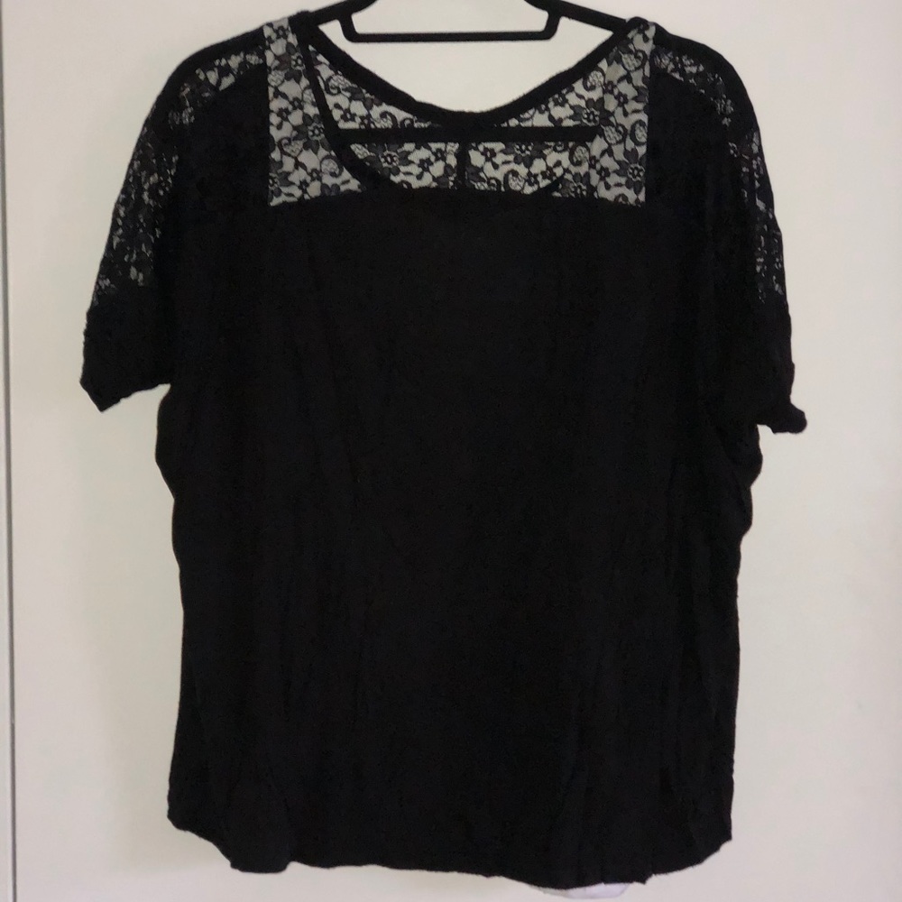 Black lace T-shirt
